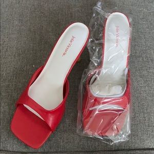 Women’s red, slip on heel